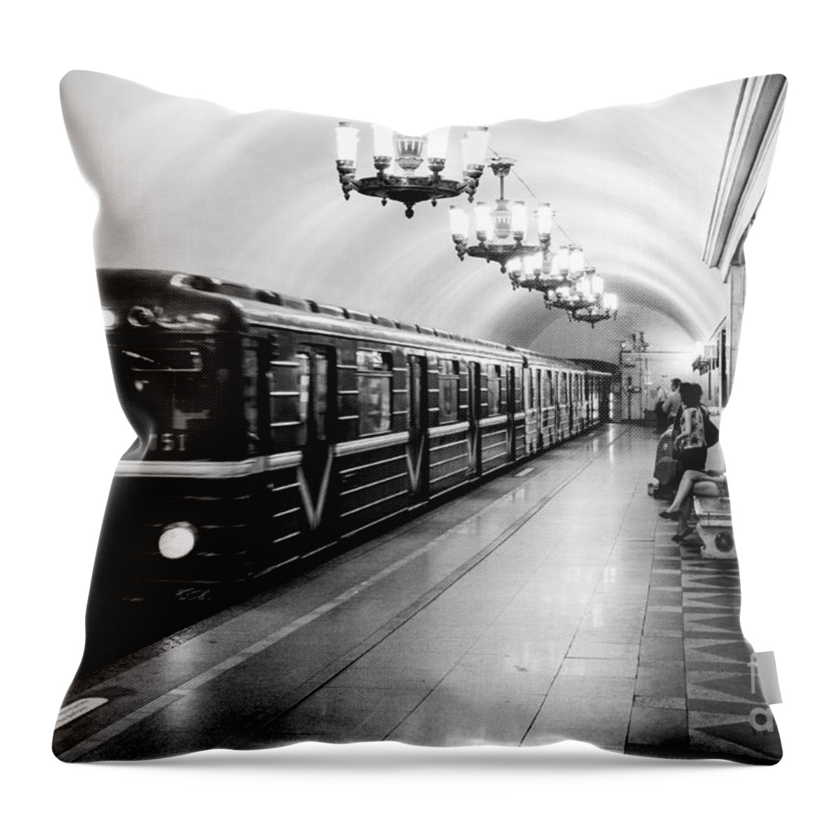 Russia Throw Pillow featuring the photograph St Petersburg Russia Subway Station by Thomas Marchessault