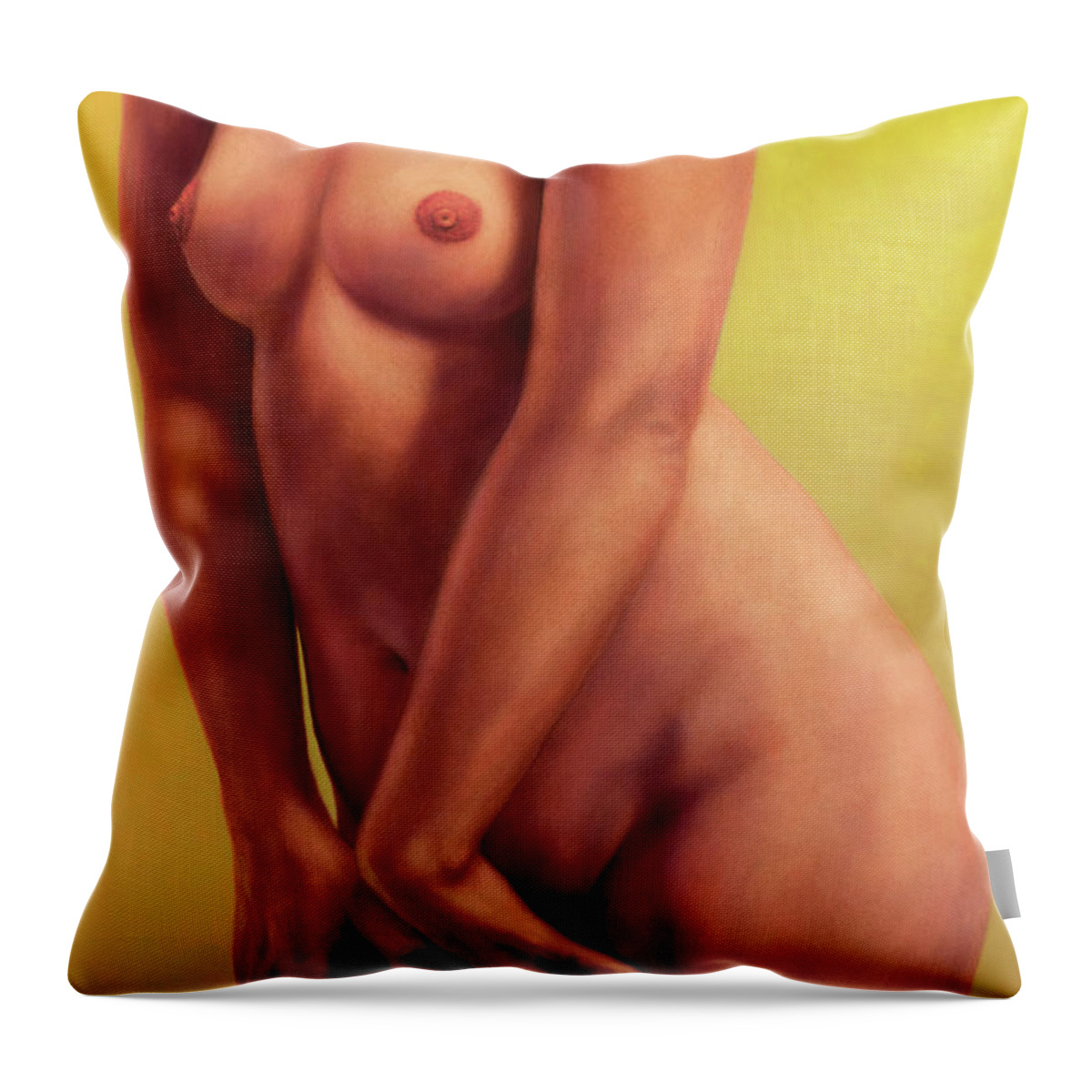Female Throw Pillow featuring the painting Standing Figure with Yellow Nails by James W Johnson