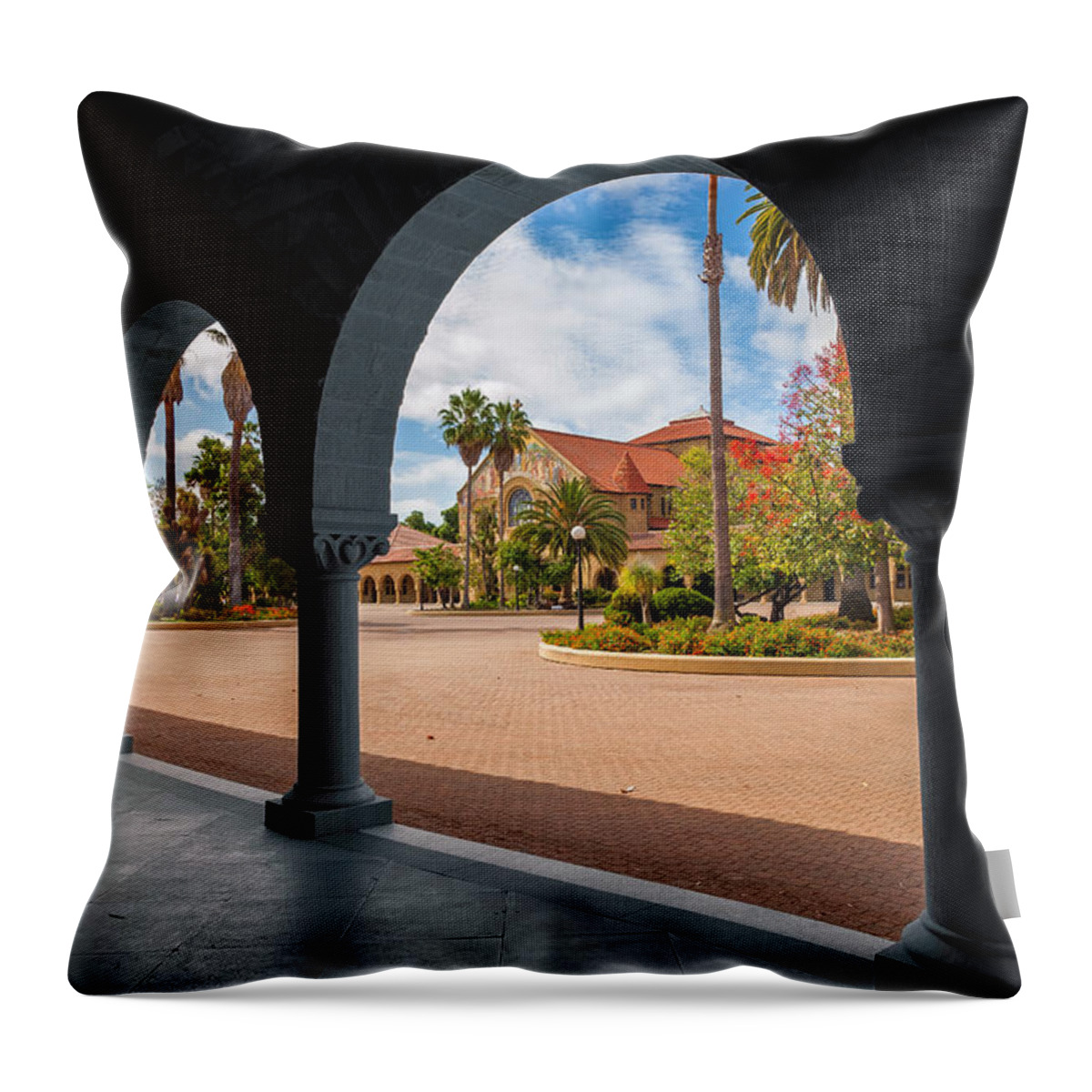 City Throw Pillow featuring the photograph Stanford Campus by Jonathan Nguyen