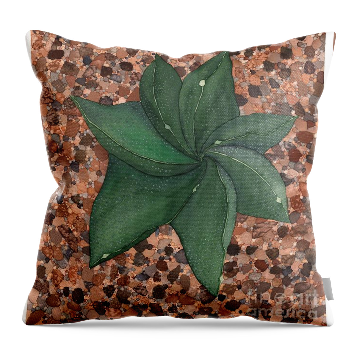 Succulent Throw Pillow featuring the painting Star Succulent by Hilda Wagner