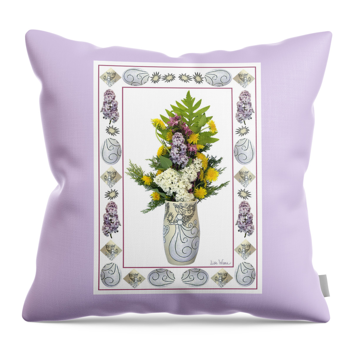 Vase By Lise Winne Throw Pillow featuring the photograph Star Vase with a Bouquet From Heaven by Lise Winne