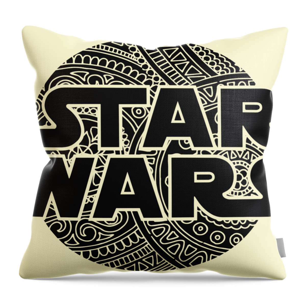 Star Wars Throw Pillow featuring the mixed media Star Wars Art - Logo - Black by Studio Grafiikka