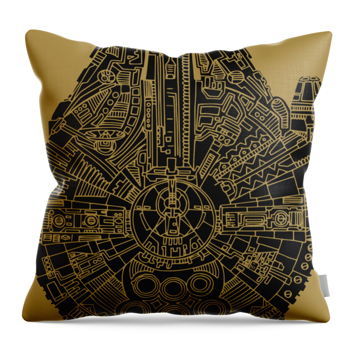 Star Wars Art - Millennium Falcon Black Throw Pillow by Studio Grafiikka - Fine Art