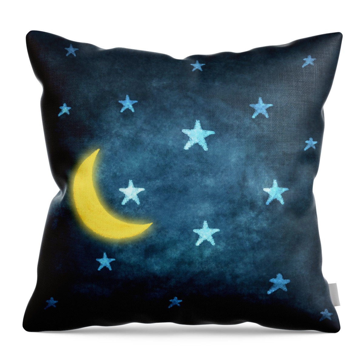 Stars And Moon Drawing With Chalk Throw Pillow for Sale by Setsiri ...