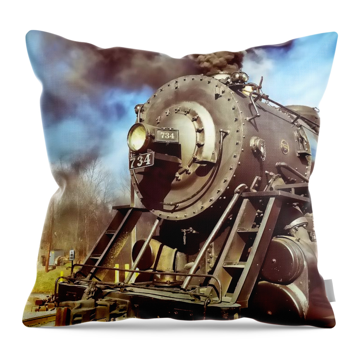 Train Throw Pillow featuring the photograph Steam Engine by Chris Montcalmo