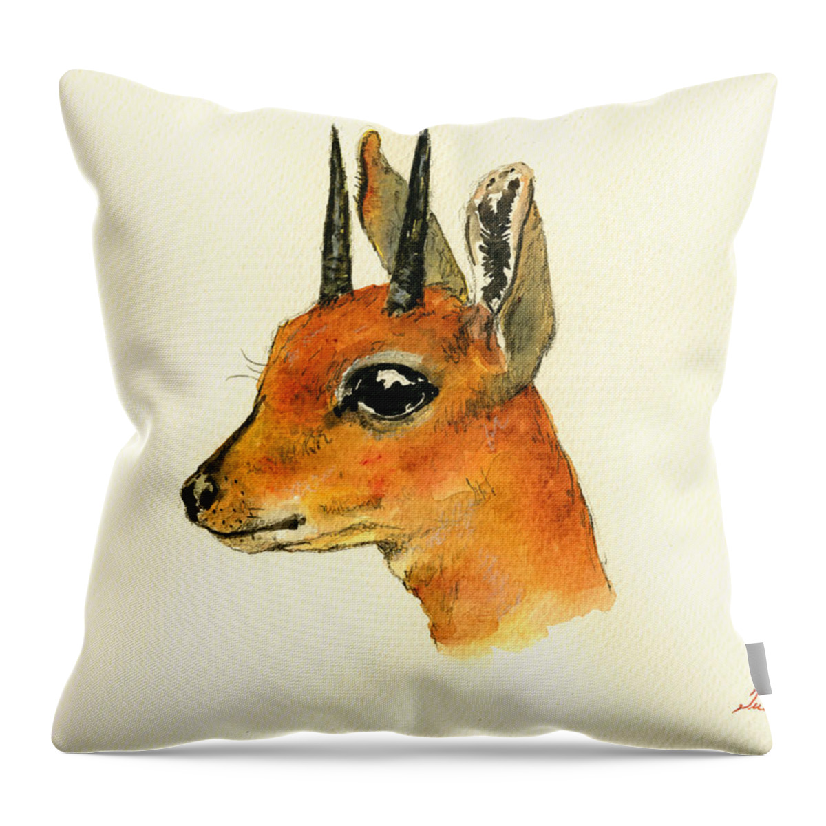 Eland Throw Pillow featuring the painting Steenbok by Juan Bosco