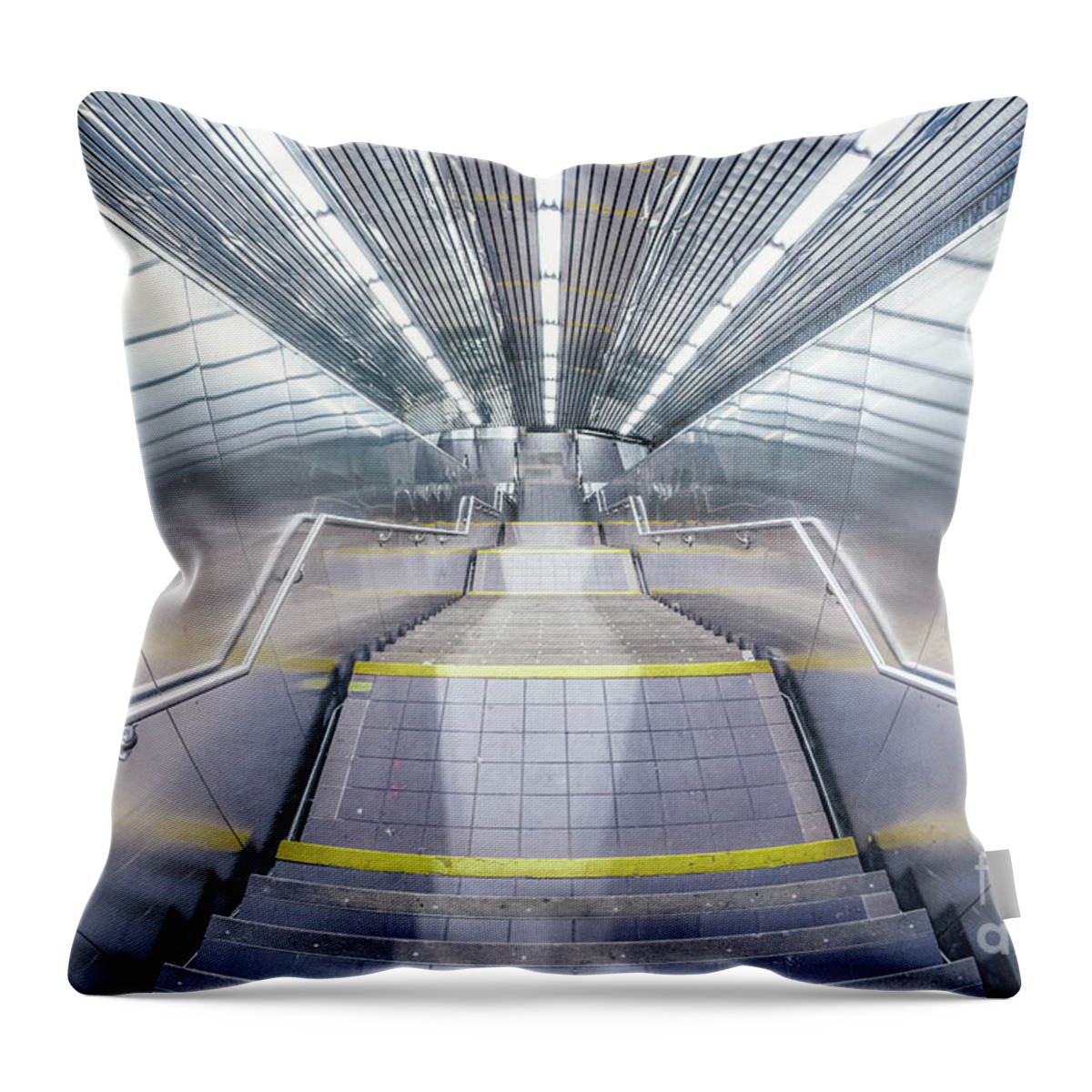 Kremsdorf Throw Pillow featuring the photograph Stepping Down To The Underground by Evelina Kremsdorf