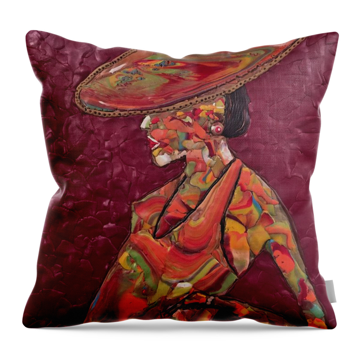 Portrait Throw Pillow featuring the mixed media Stepping Out by Deborah Stanley