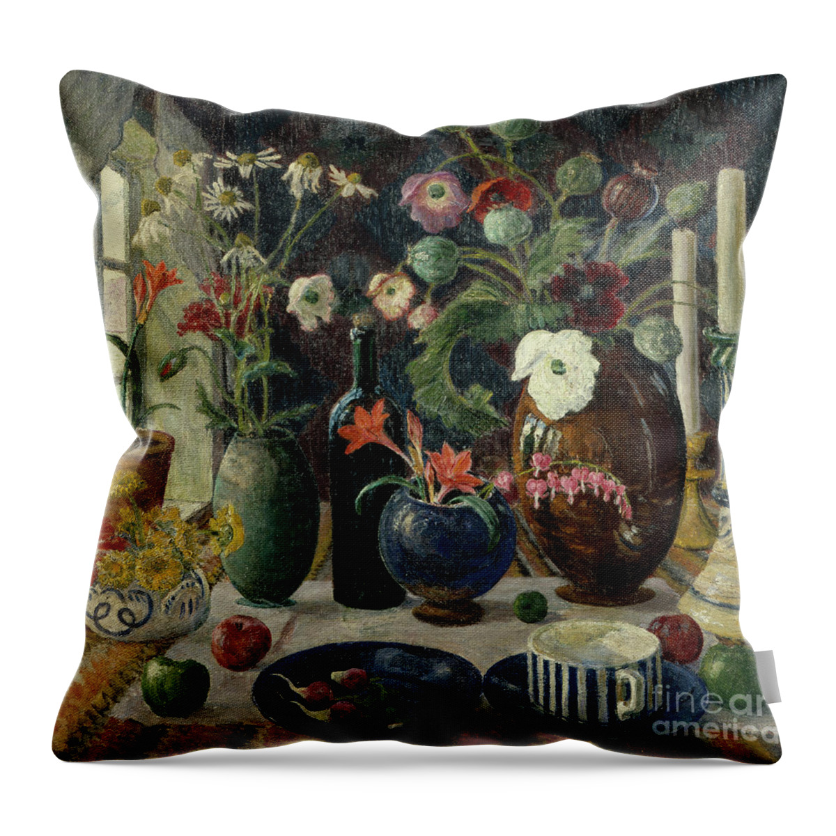 Nikolai Astrup Throw Pillow featuring the painting Still life by O Vaering