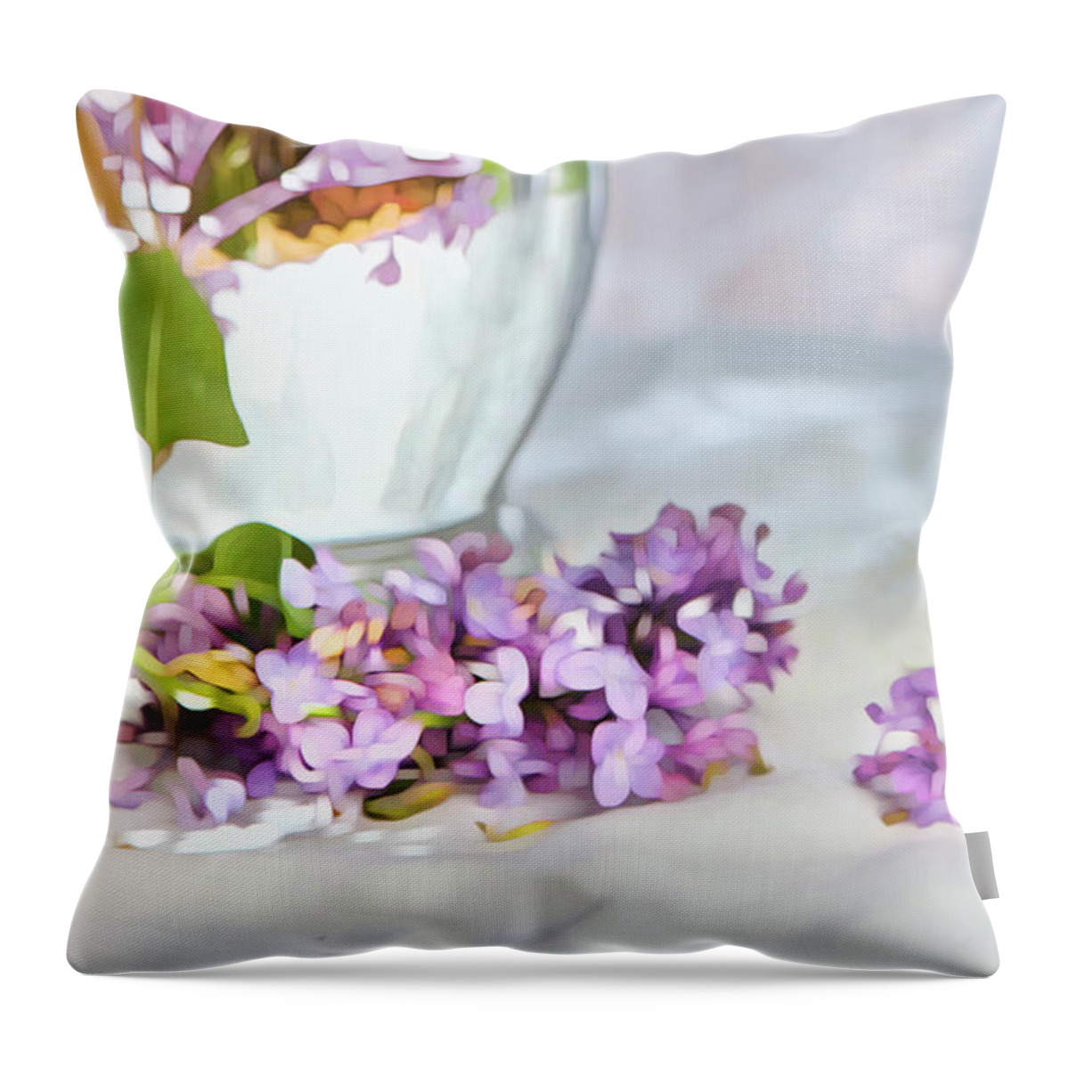 Theresa Tahara Throw Pillow featuring the photograph Still Life With Lilacs by Theresa Tahara