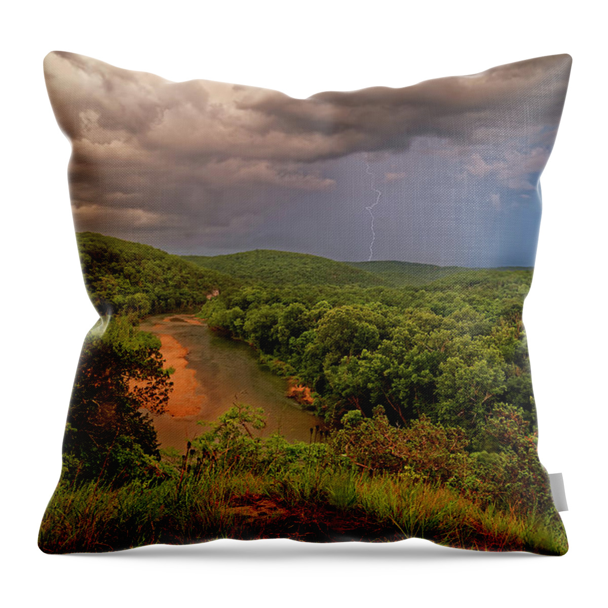 Storm Throw Pillow featuring the photograph Storm over the Current River by Robert Charity