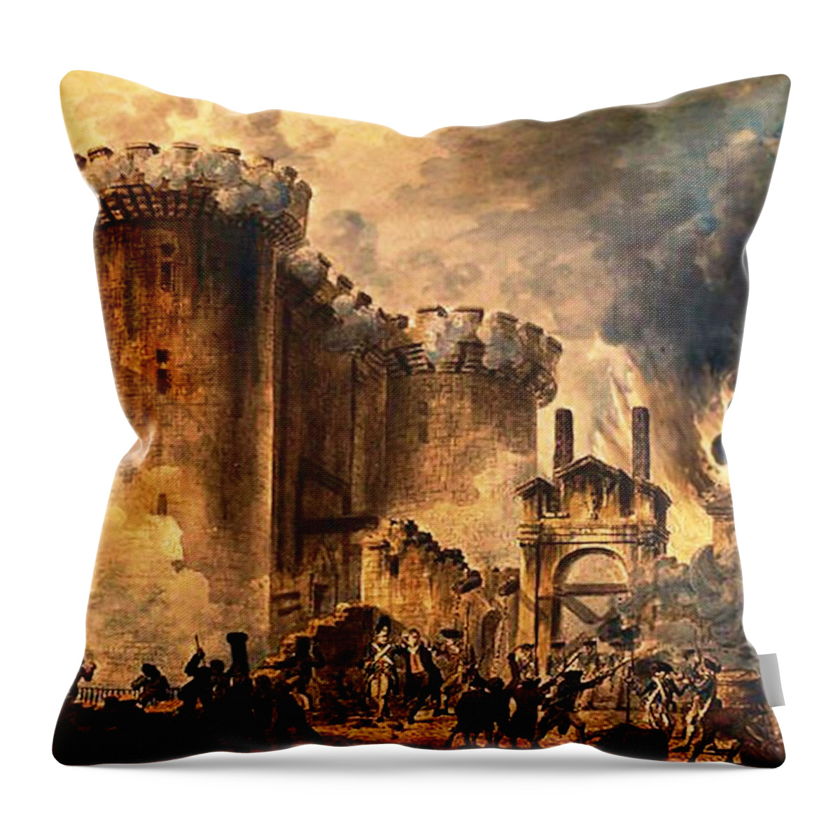 Storming Of The Bastille Throw Pillow featuring the painting Storming of the Bastille by Jean-Pierre Houel