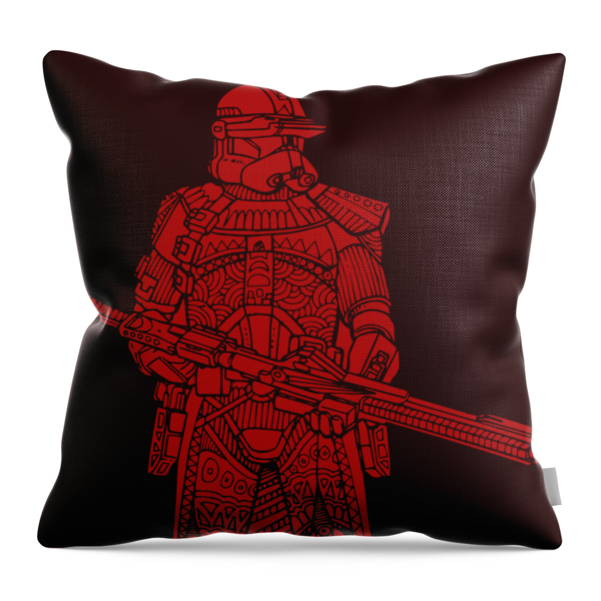 Stormtrooper Throw Pillow featuring the mixed media Stormtrooper Samurai - Star Wars Art - Red by Studio Grafiikka