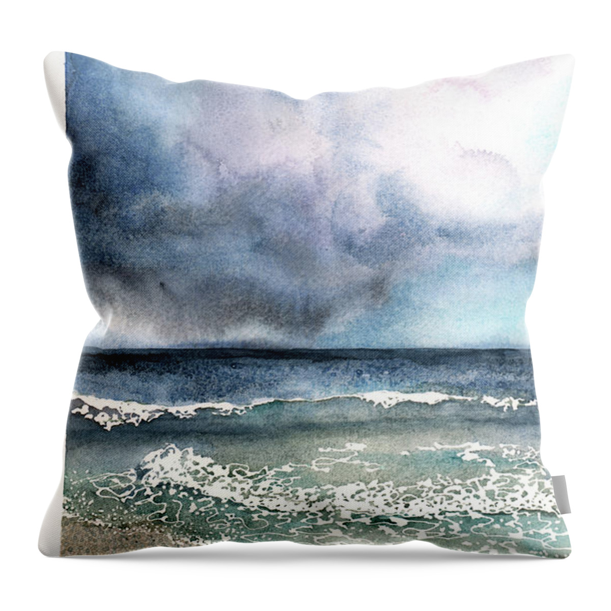 Storm Throw Pillow featuring the painting Stormy Day by Hilda Wagner
