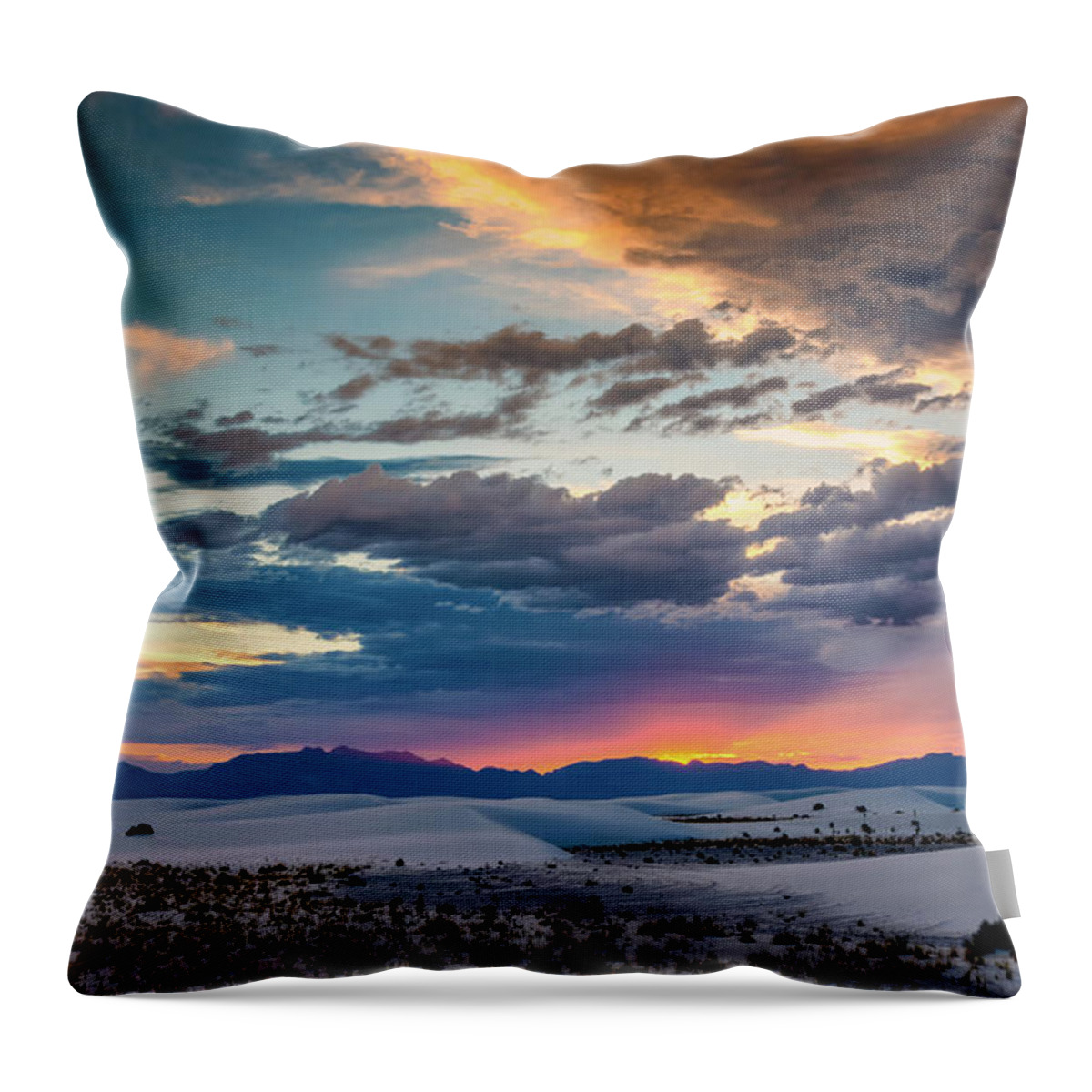 White Sands Throw Pillow featuring the photograph Stormy Sunset by James Barber