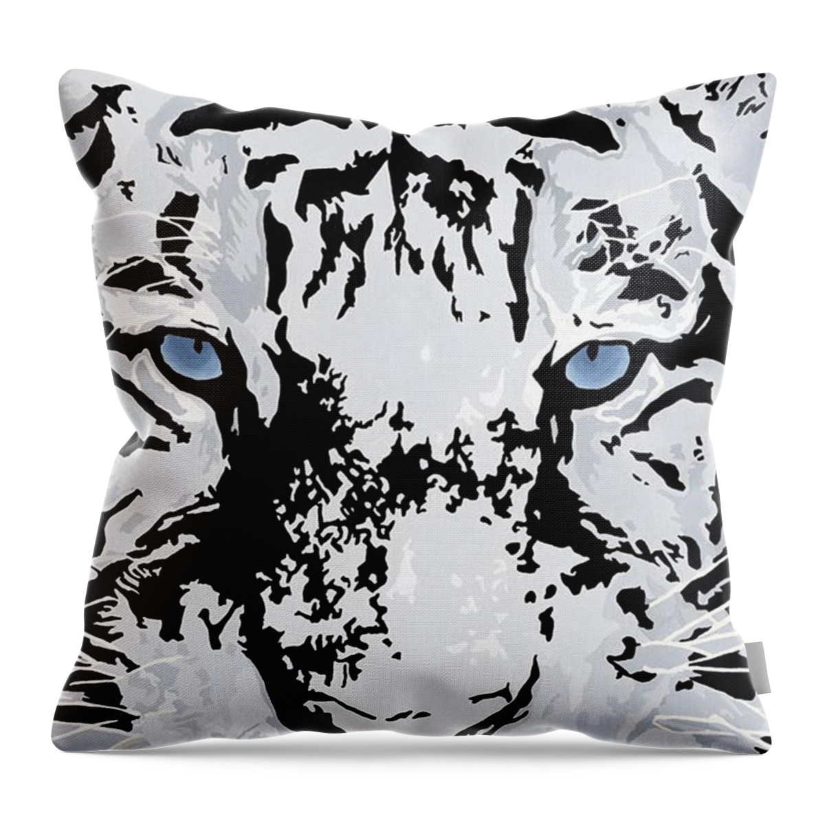 White Tiger Throw Pillow featuring the painting Strength And Beauty by Cheryl Bowman