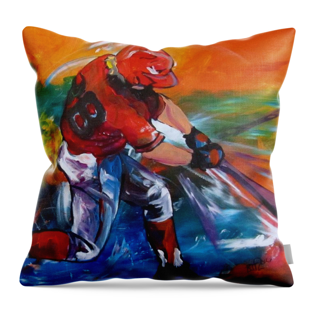 Baseball Throw Pillow featuring the painting Strike by Barbara O'Toole