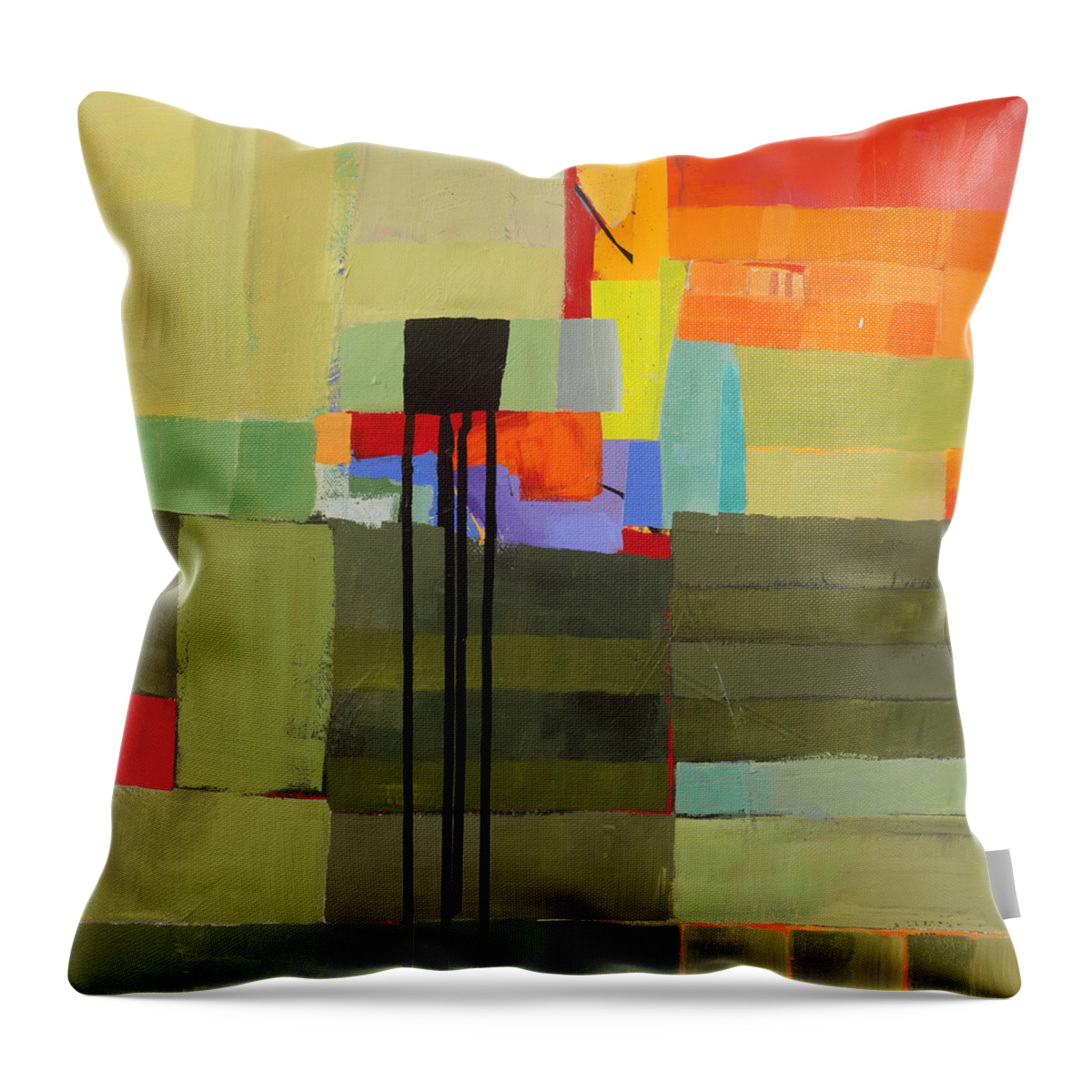 Abstract Art Throw Pillow featuring the painting Stripes and Dips 1 by Jane Davies