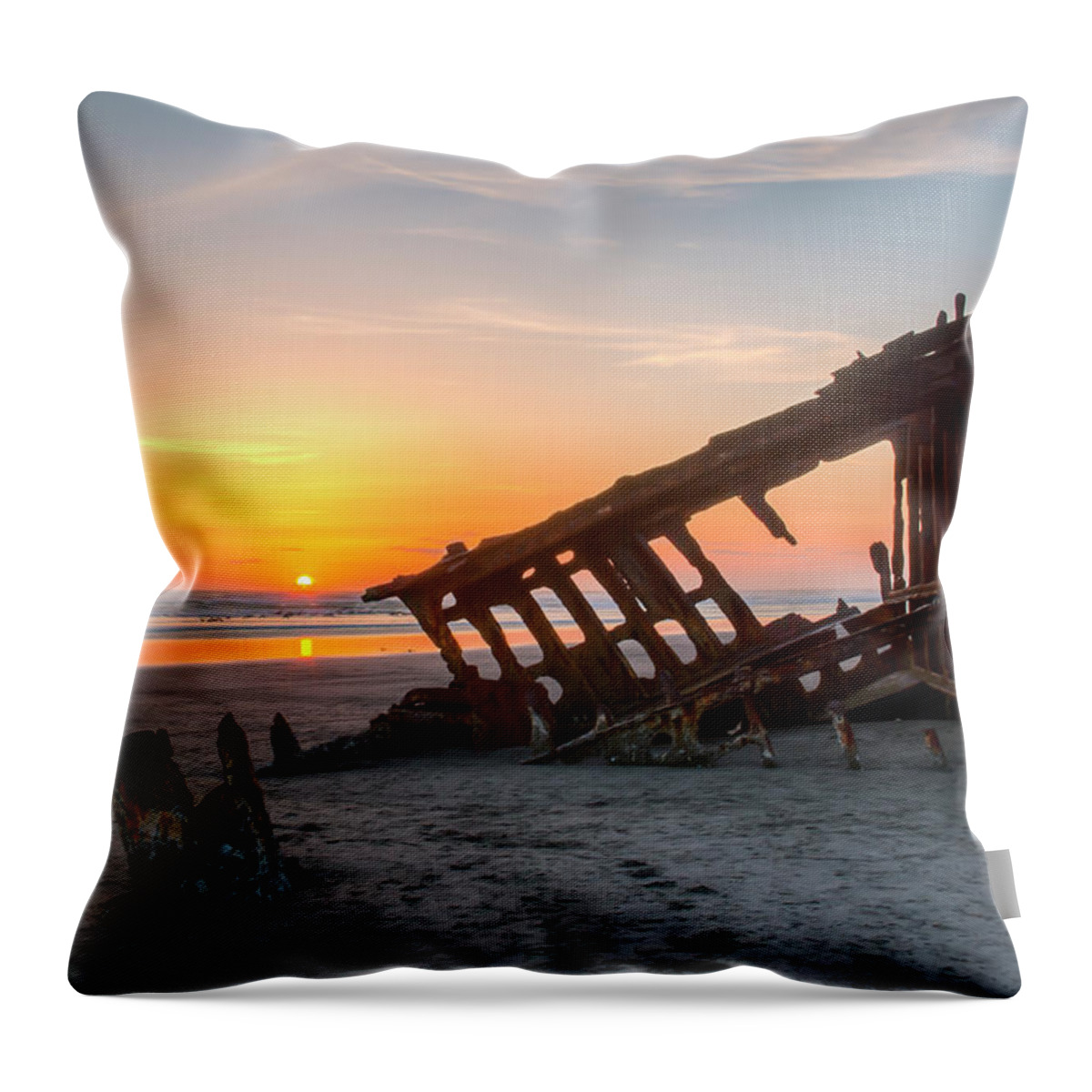 Peter Iredale Throw Pillow featuring the photograph Stuck In The Sand by Kristina Rinell