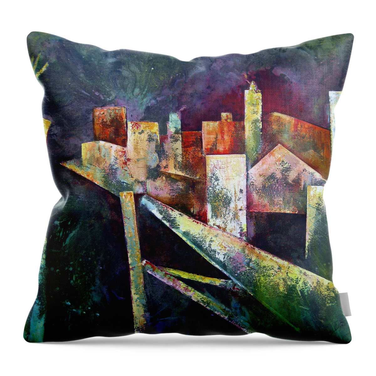 Abstract Paintings Throw Pillow featuring the painting Studio by Shadia Derbyshire