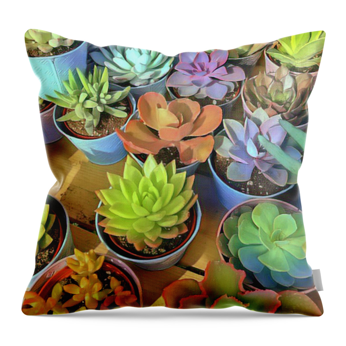 Succulents Throw Pillow featuring the digital art Succulants by Jackie MacNair