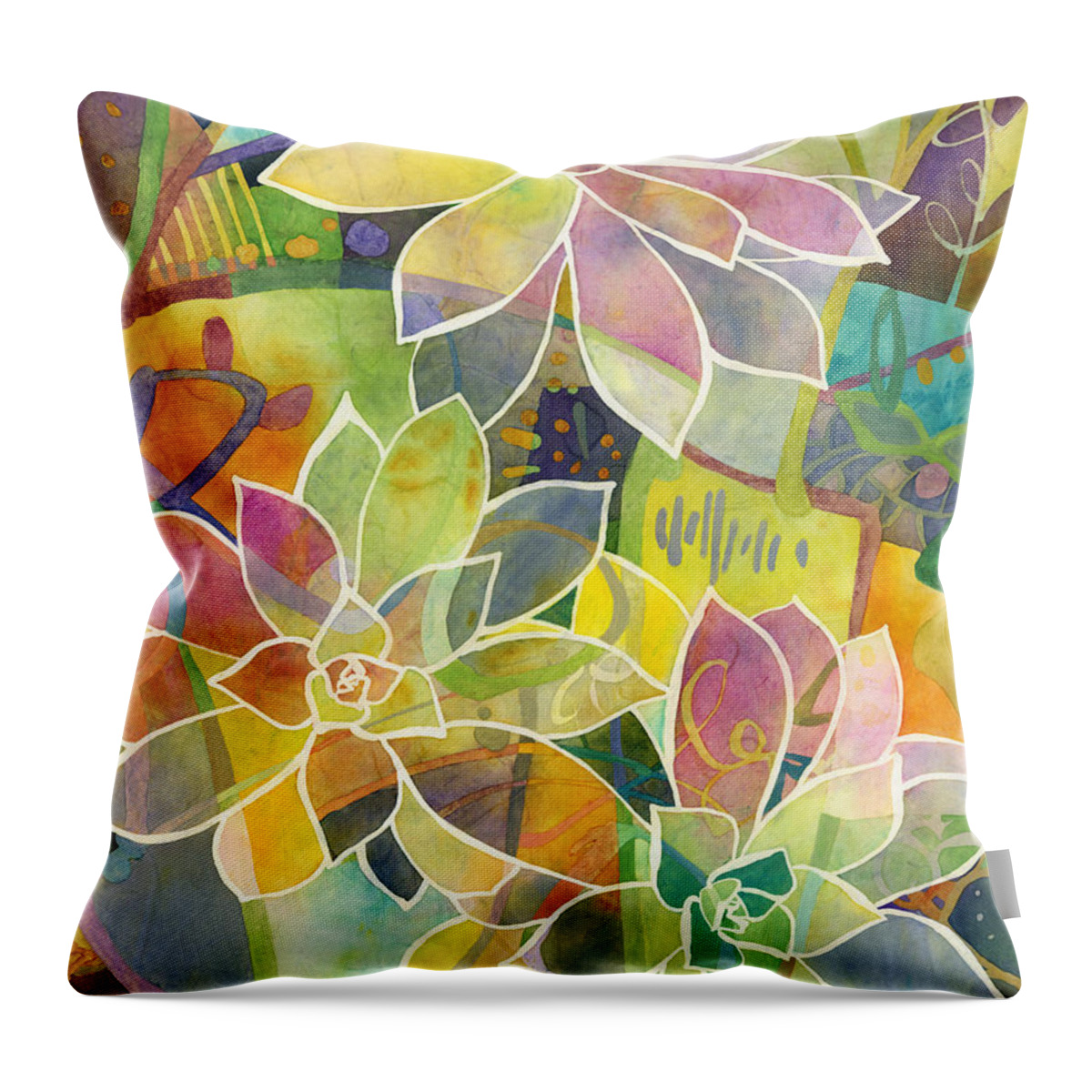 Succulent Throw Pillow featuring the painting Succulent Mirage 1 by Hailey E Herrera