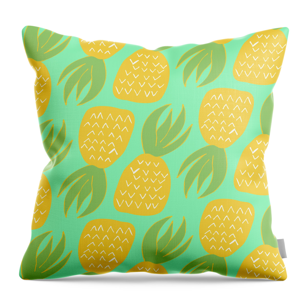 Summer Pineapples Throw Pillow featuring the digital art Summer Pineapples by Allyson Johnson