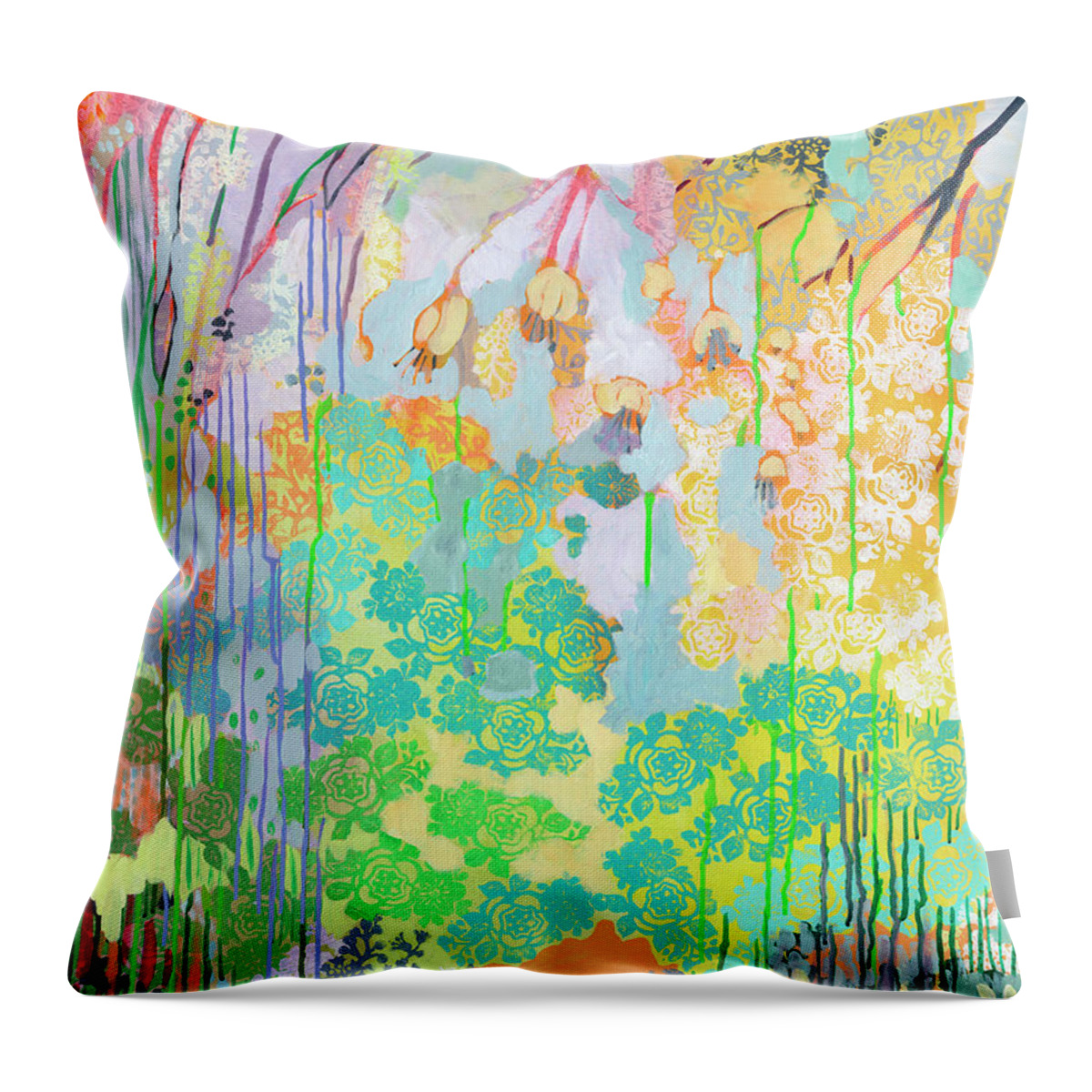 Tree Throw Pillow featuring the painting Summer Rain Part 2 by Jennifer Lommers