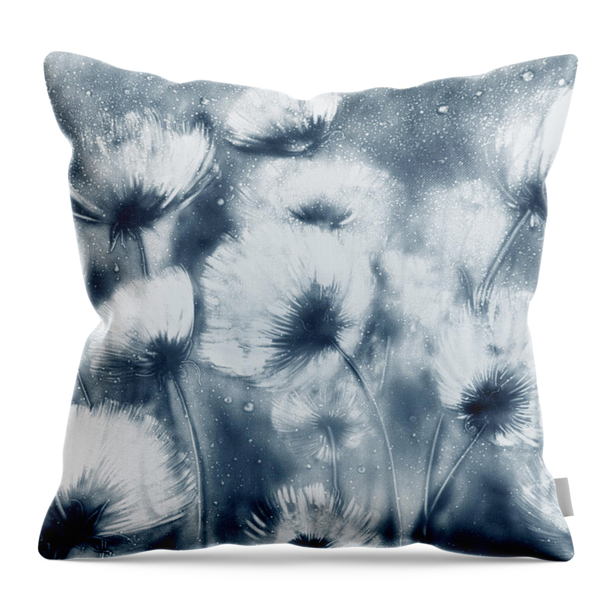 Flowers Throw Pillow featuring the drawing Summer Snow by Elena Vedernikova