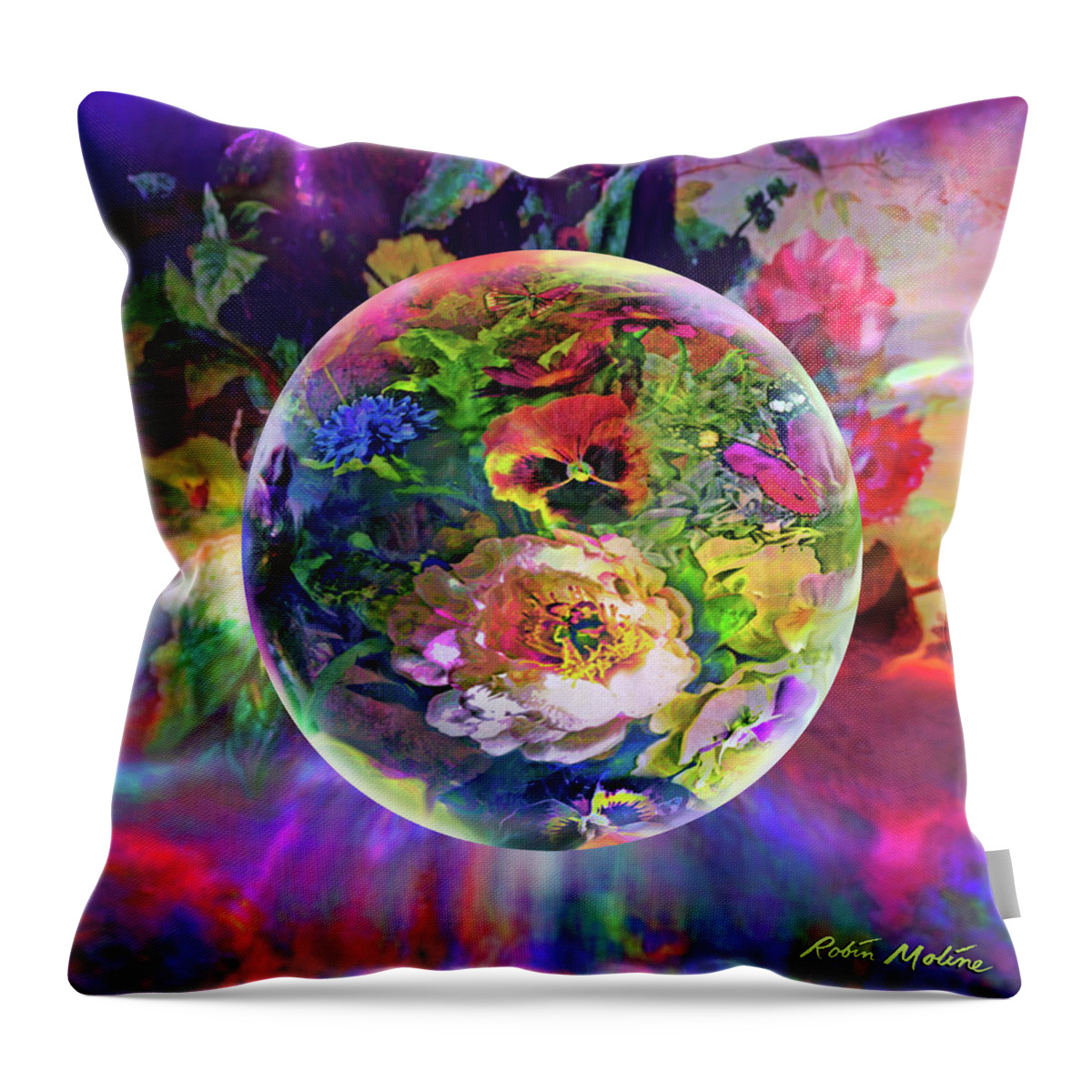 Flowers Throw Pillow featuring the painting Summertime Passing by Robin Moline