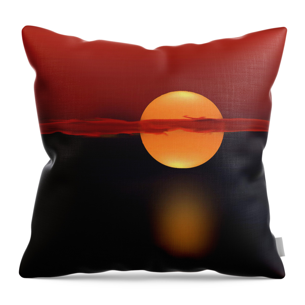Abstract Throw Pillow featuring the digital art Sun on Red and Blue by Deborah Smith