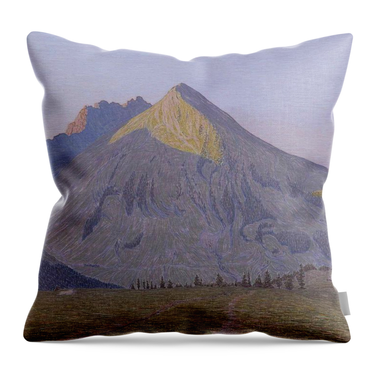 Alexandre Perrier Throw Pillow featuring the painting Sun on the tops by MotionAge Designs