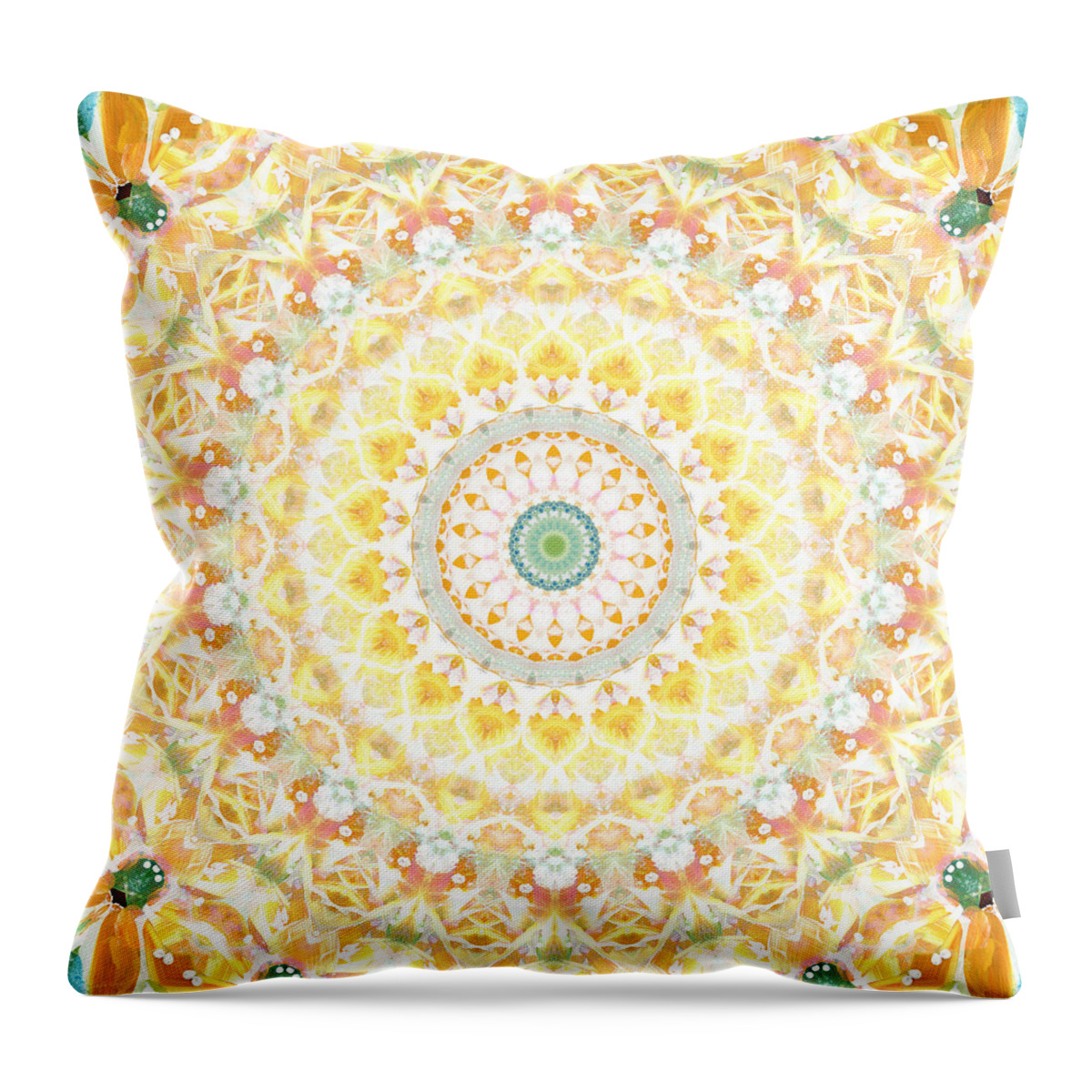 Sunflower Throw Pillow featuring the painting Sunflower Mandala- Abstract Art by Linda Woods by Linda Woods