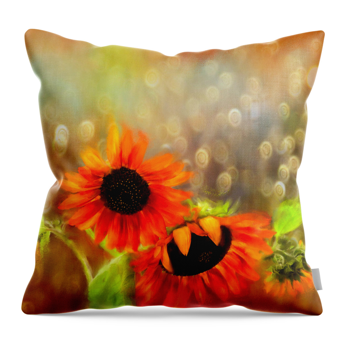 Floral Throw Pillow featuring the digital art Sunflower Rain by Sand And Chi