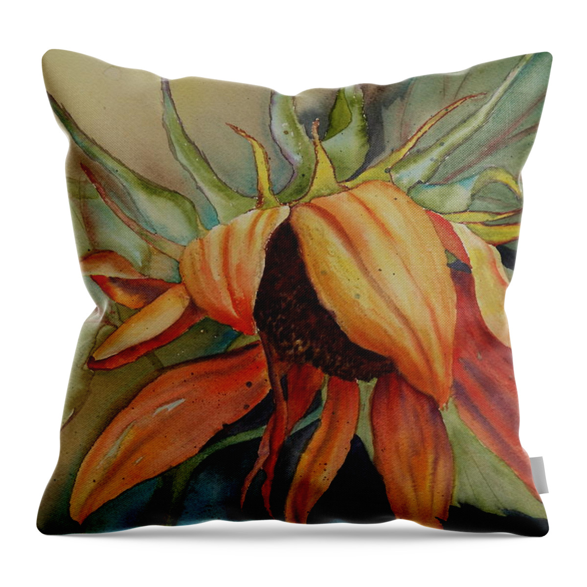 Sunflower Throw Pillow featuring the painting Sunflower by Ruth Kamenev