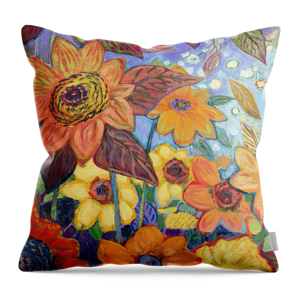 Sunflower Throw Pillow featuring the painting Sunflower Tropics Part 1 by Jennifer Lommers