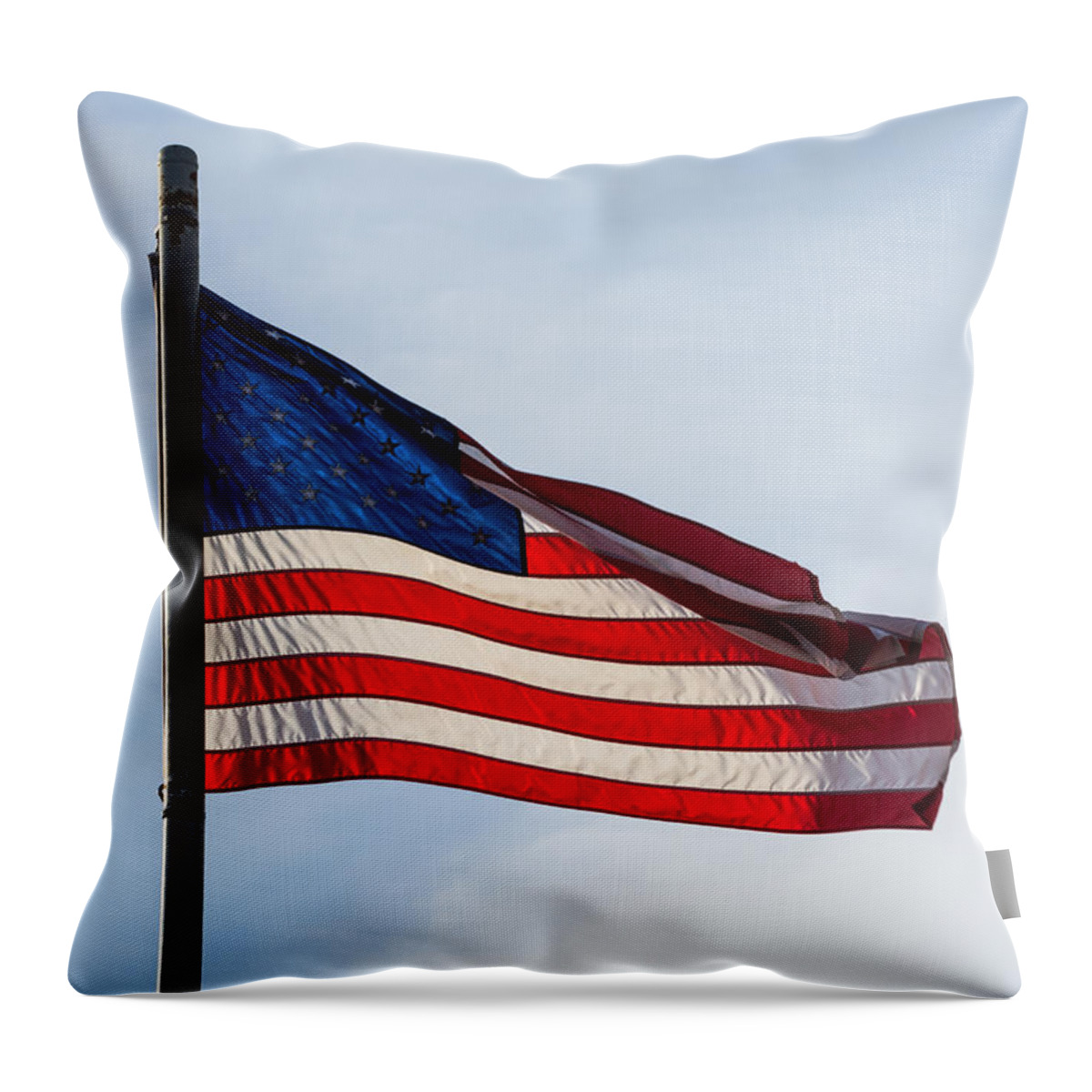 Sunlit Throw Pillow featuring the photograph Sunlit Flag by Holden The Moment