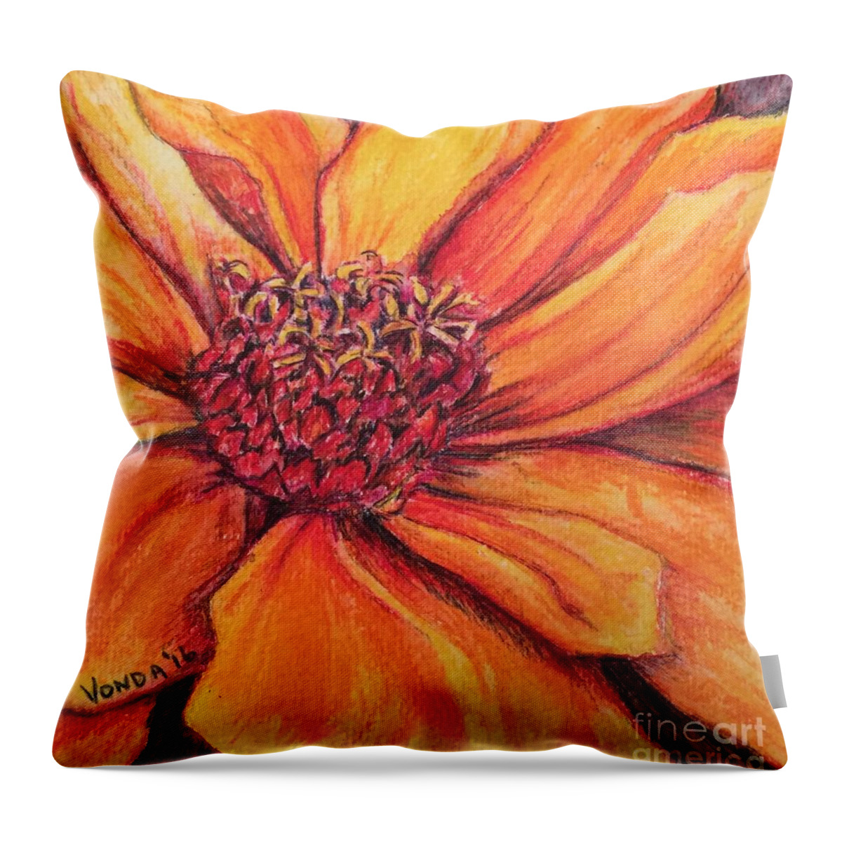 Macro Throw Pillow featuring the drawing Sunny Perspective by Vonda Lawson-Rosa