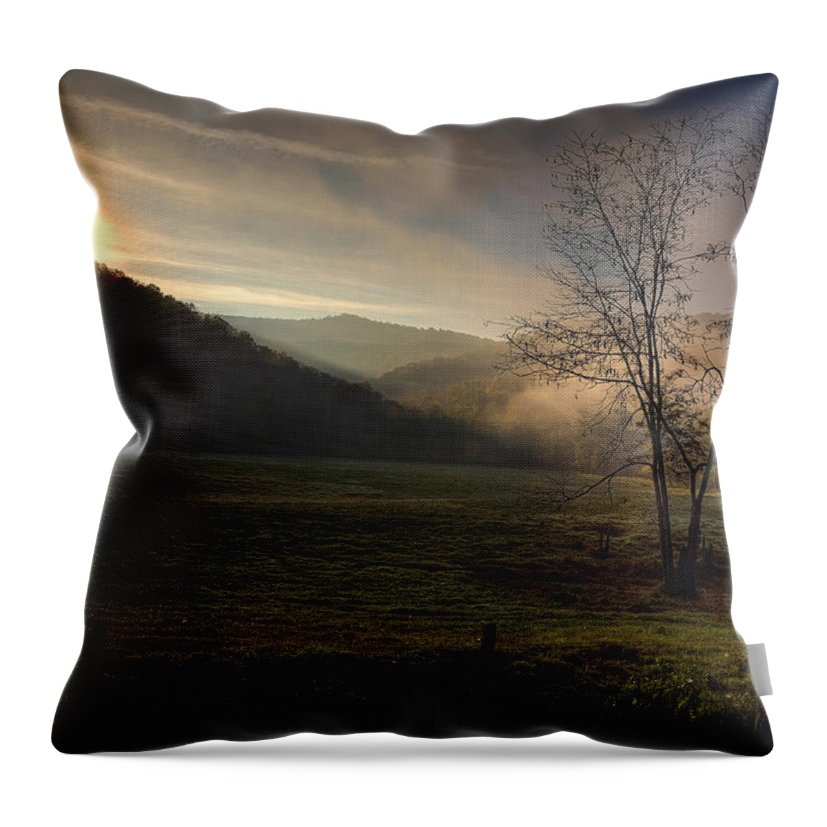 Boxley Valley Throw Pillow featuring the photograph Sunrise at Big Hollow by Michael Dougherty