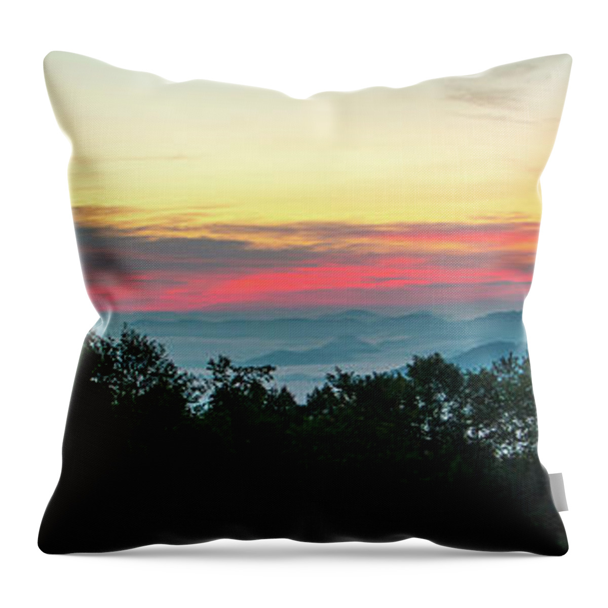 Sunrise Throw Pillow featuring the photograph Sunrise from Maggie Valley August 16 2015 by D K Wall