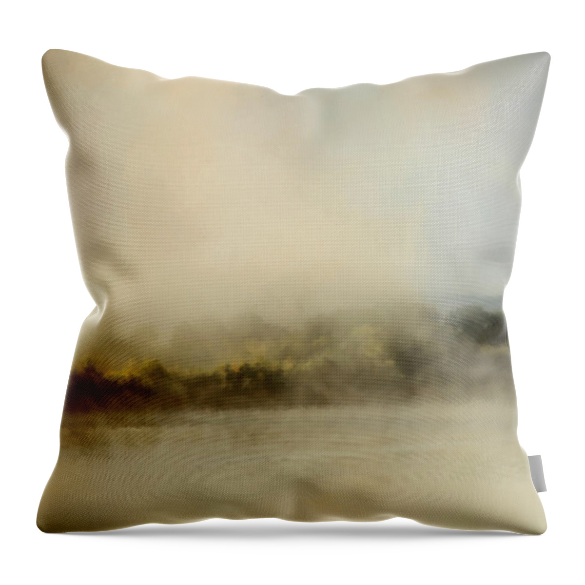 Jai Johnson Throw Pillow featuring the painting Sunrise Through The Fog by Jai Johnson