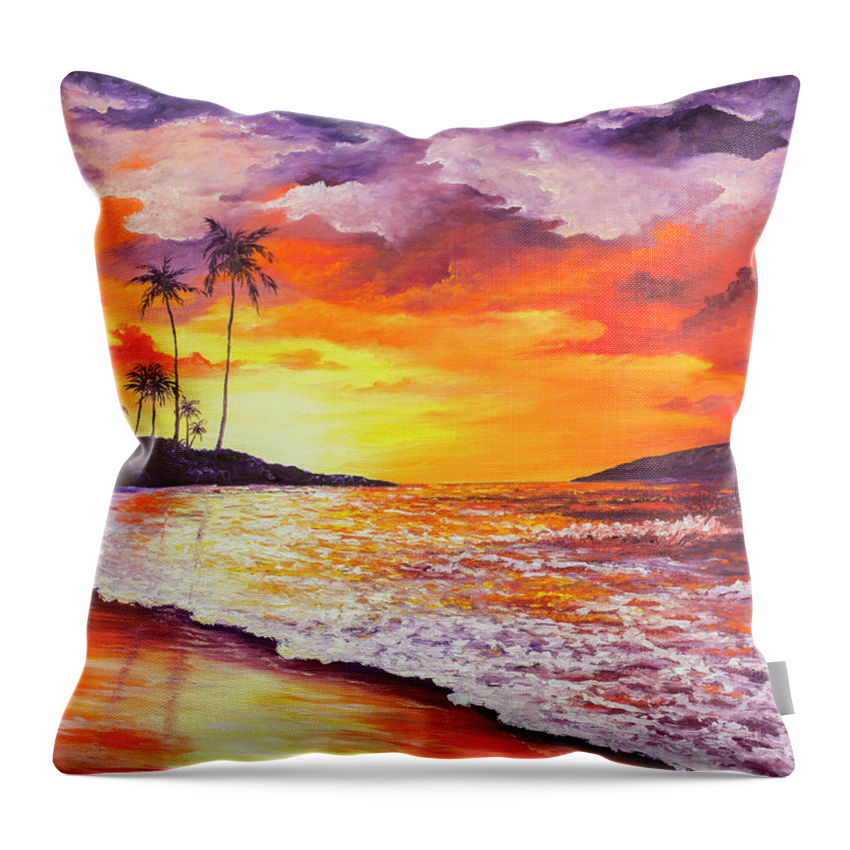 Darice Throw Pillow featuring the painting Sunset At Kapalua Bay by Darice Machel McGuire