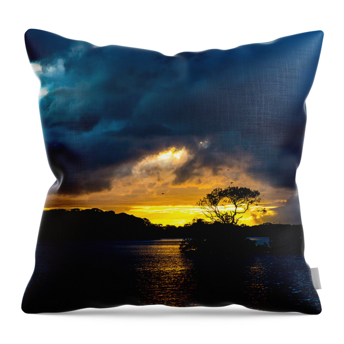 Sunset Throw Pillow featuring the photograph Sunset at Lough Leane in Killarney National Park in Ireland by Andreas Berthold