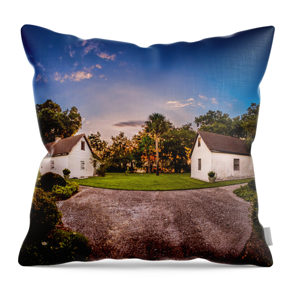 Cassina Garden Club Throw Pillow featuring the photograph Sunset at the Tabby Slave Quarters by Chris Bordeleau