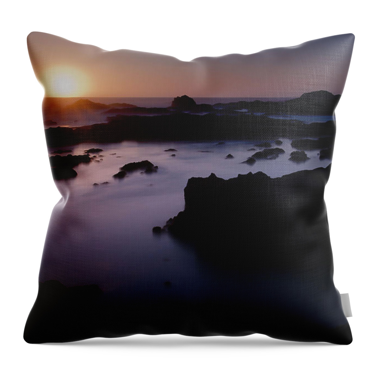 Pacific Throw Pillow featuring the photograph Sunset Bean Hollow State Beach California by Lawrence Knutsson
