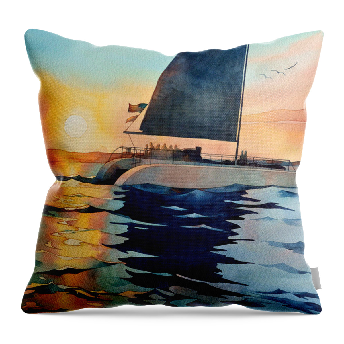 Water Throw Pillow featuring the painting Sunset Boulevard by Mick Williams