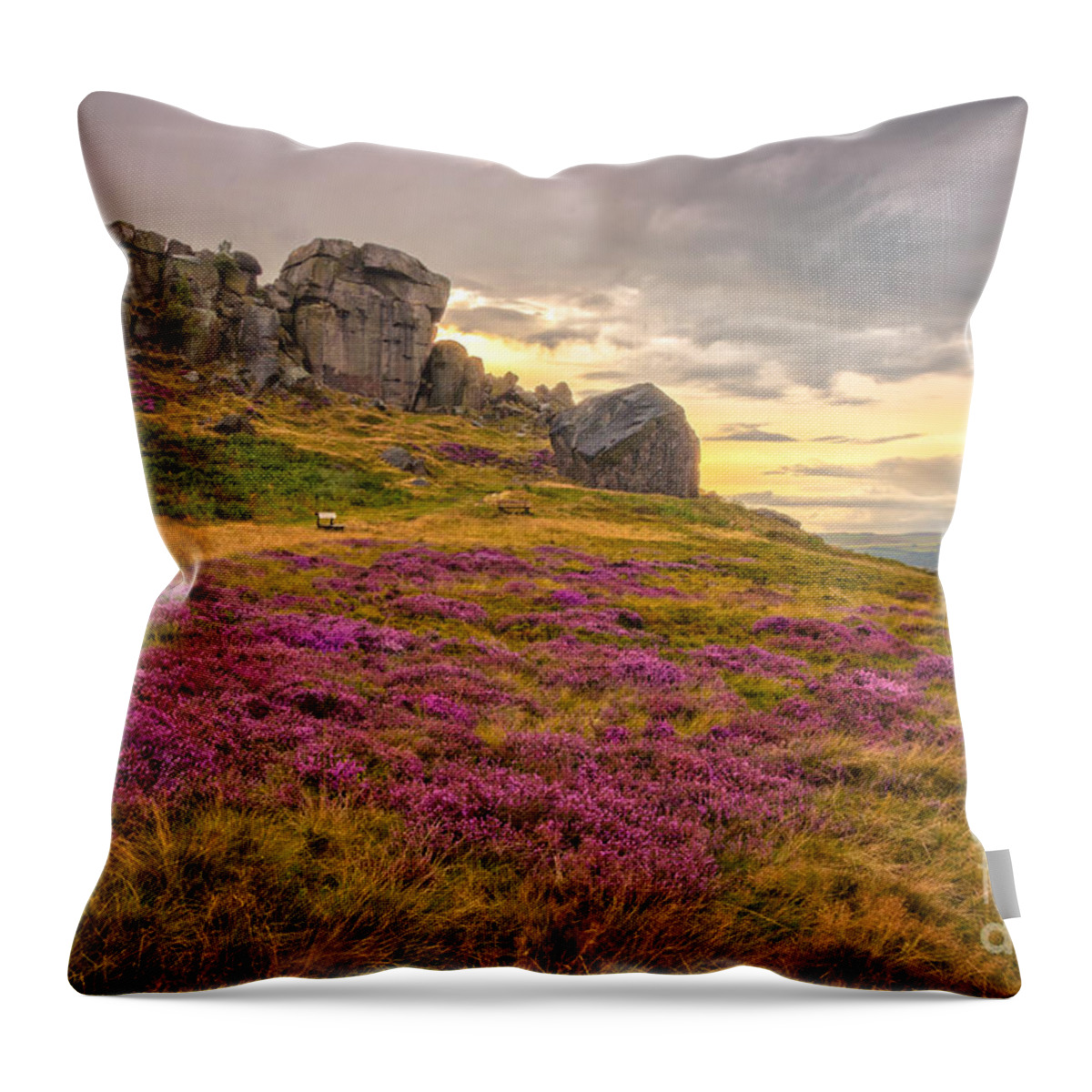 Airedale Throw Pillow featuring the photograph Sunset by Cow and Calf Rocks by Mariusz Talarek
