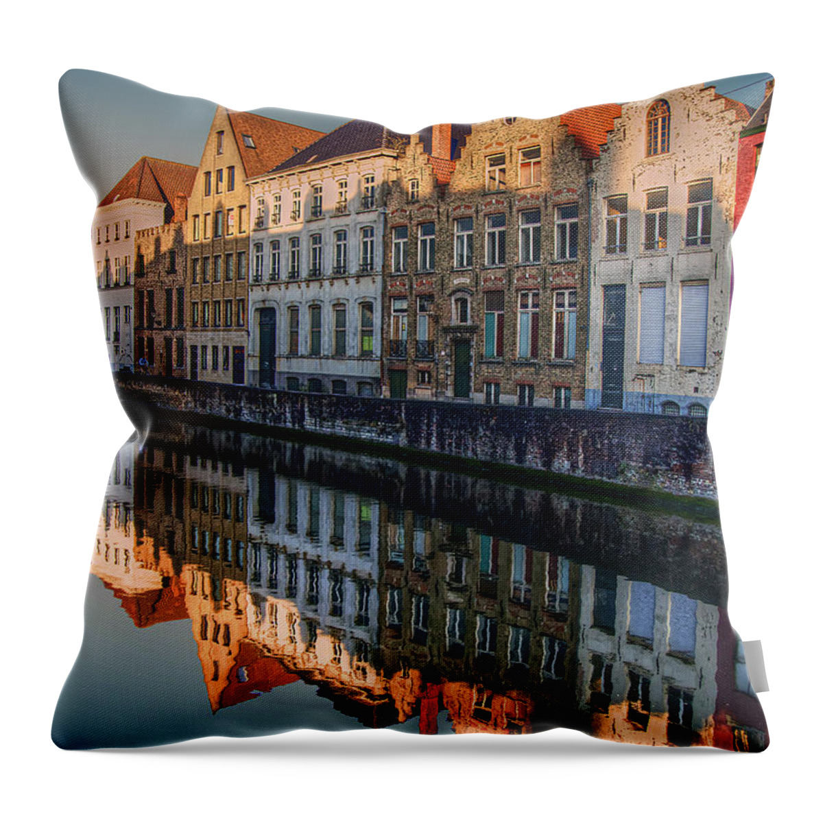 Bruges Throw Pillow featuring the photograph Sunset in Bruges by Peter Kennett