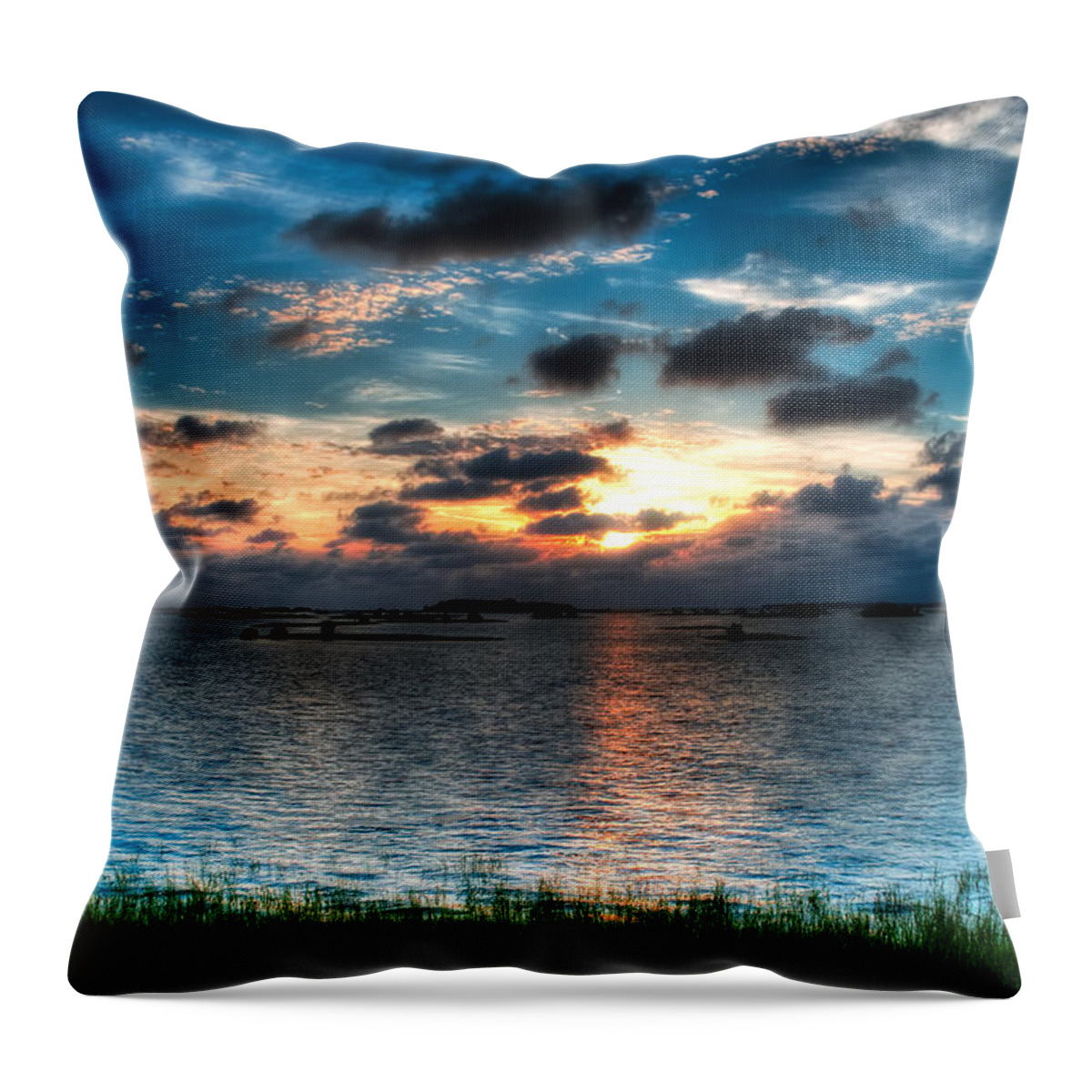 Lnadscape Throw Pillow featuring the photograph Sunset on Cedar Key by Richard Leighton
