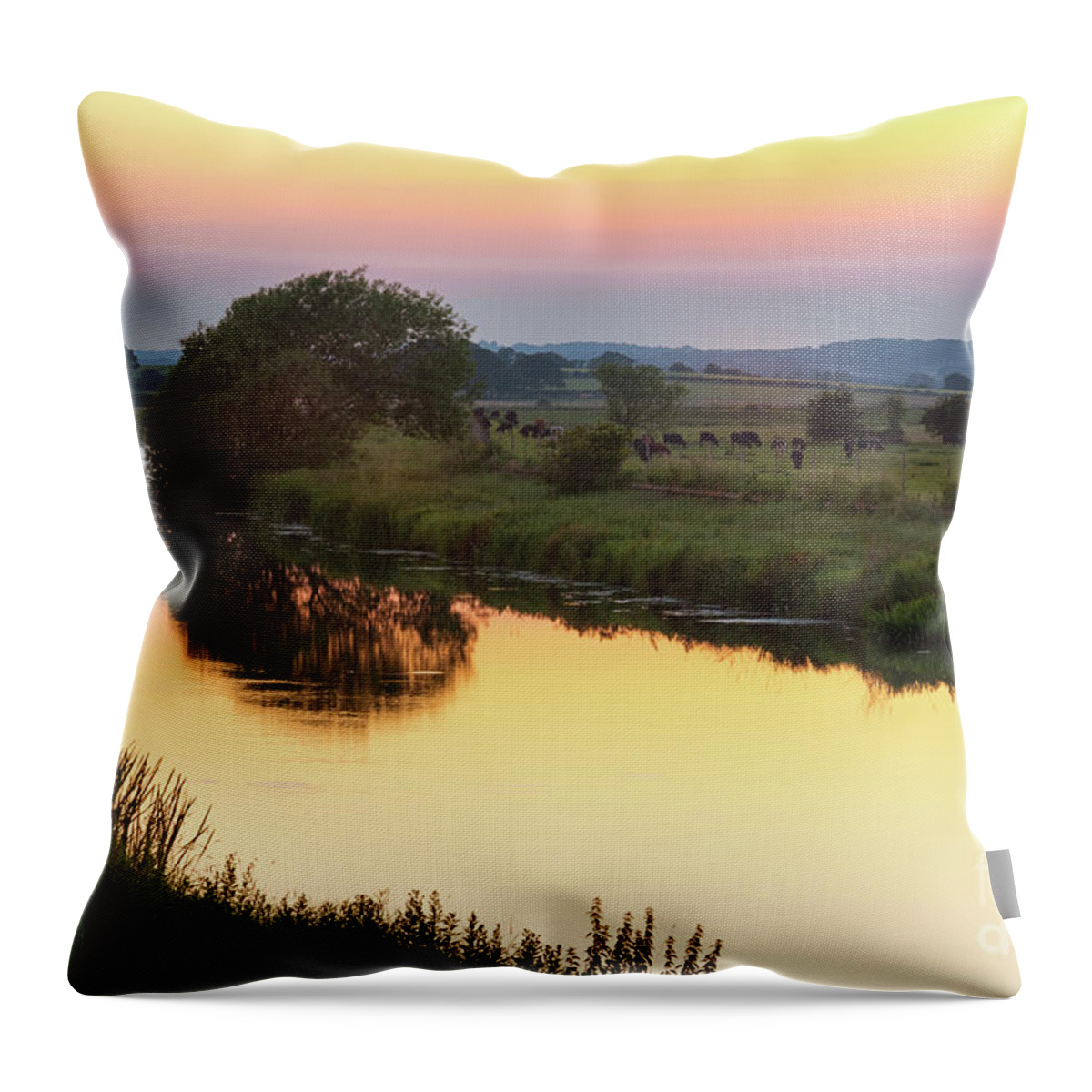 Sunset Throw Pillow featuring the photograph Sunset on the River by Perry Rodriguez